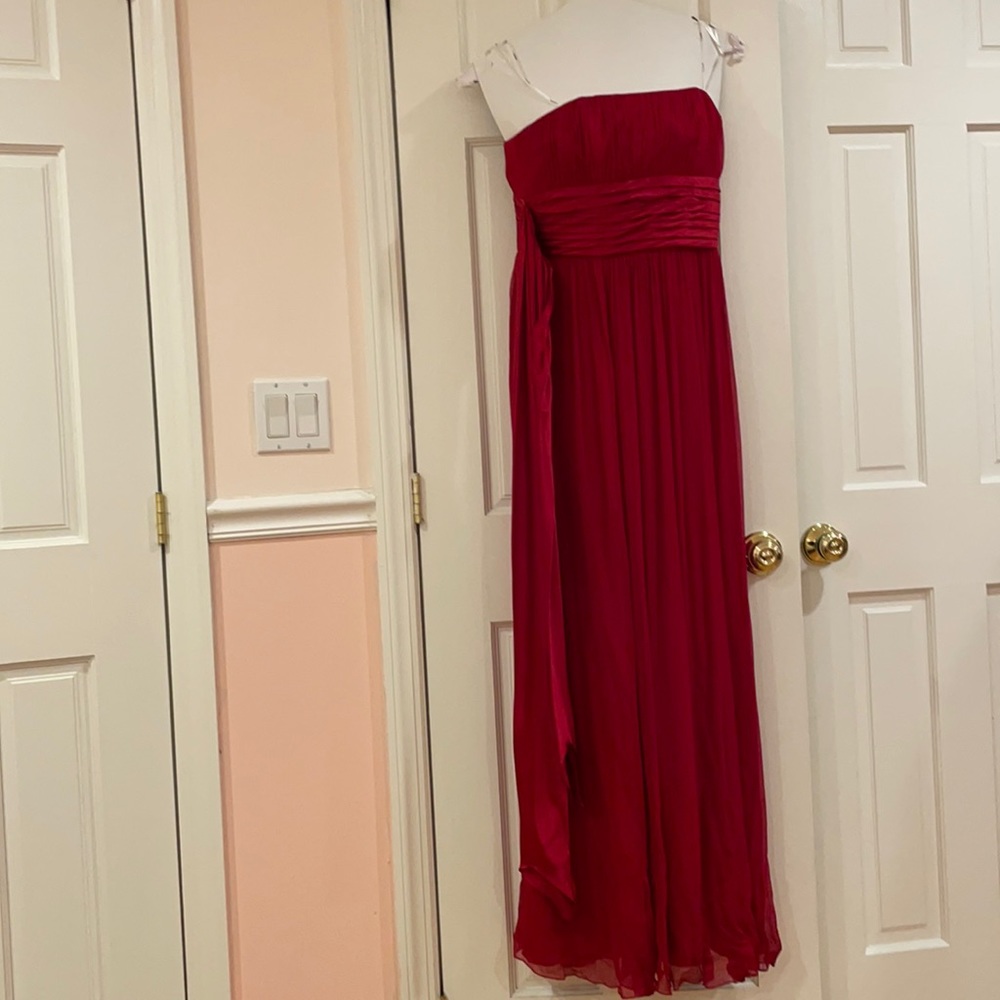Deep Red Strapless Gown